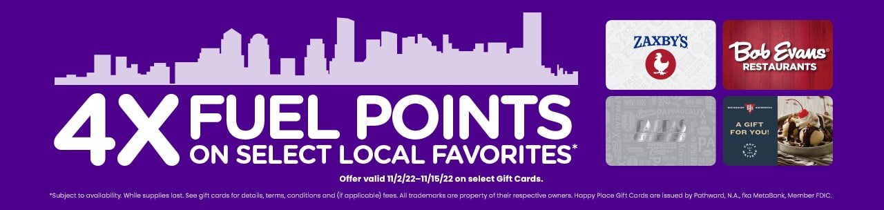 Download coupon for 4X Fuel Points on Gift Cards!