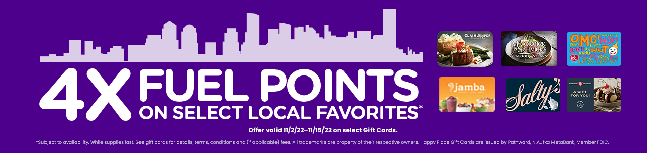 Download coupon for 4X Fuel Points on Gift Cards!