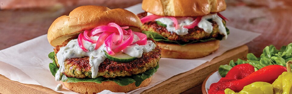 Zucchini & Chickpea Greek Veggie Burgers